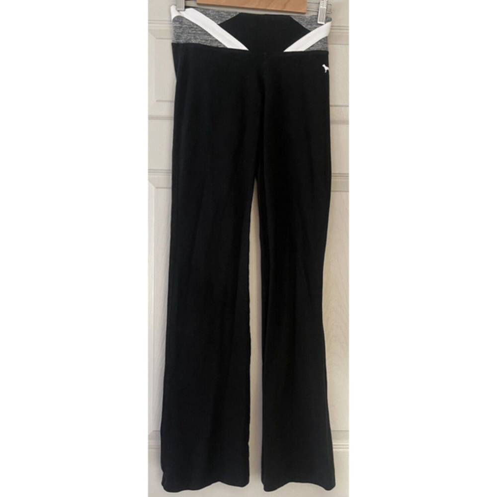 VTG PINK by Victoria's Secret Yoga Pants Black White Gray Band Women’s Size‎ XS